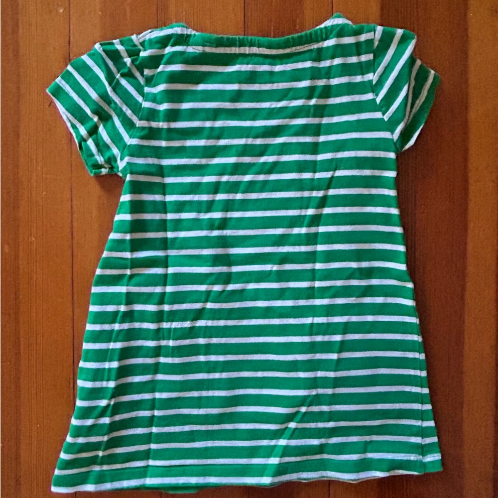 Mini Boden Green Striped Appliqué Tunic Top, Cat In Hippy Van Bus, EUC Size 3-4Y - Picture 3 of 5